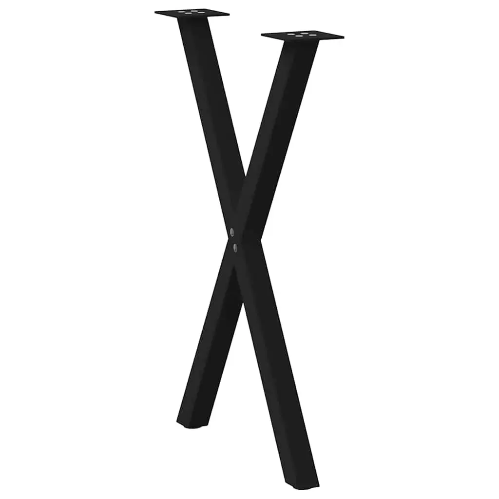 X-Shaped Dining Table Legs Steel Support Frame 57x72cm Black Set of 2