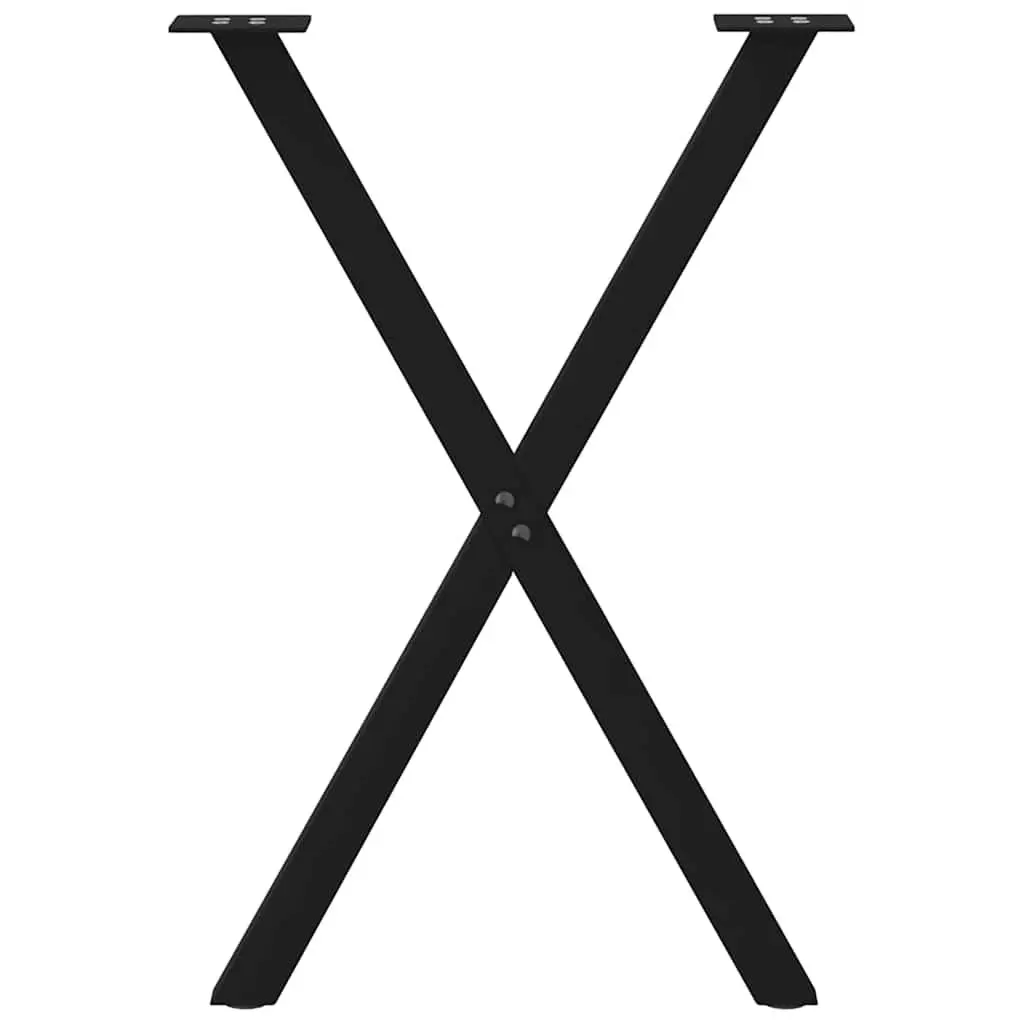 X-Shaped Dining Table Legs Steel Support Frame 57x72cm Black Set of 2