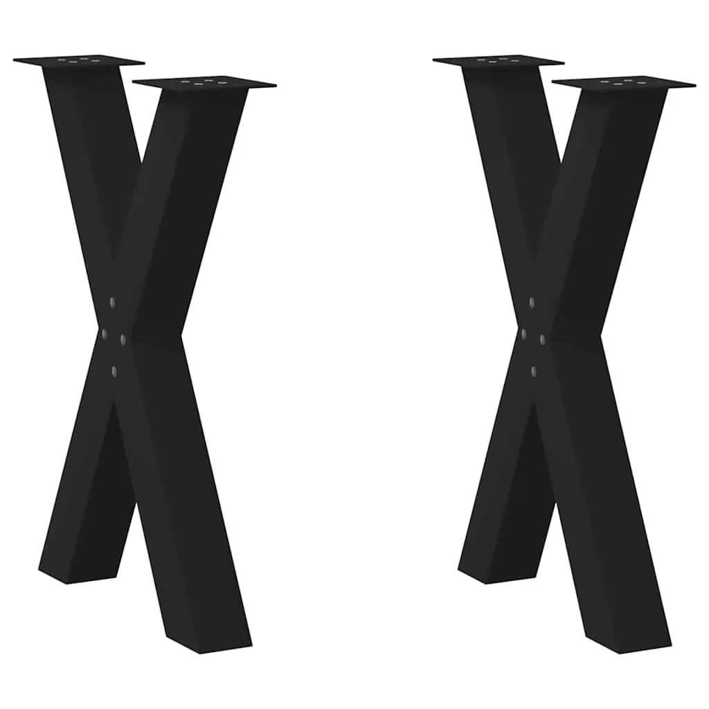 Dining Table Legs X-Shaped 2 pcs Black 60x72cm Steel Support Furniture