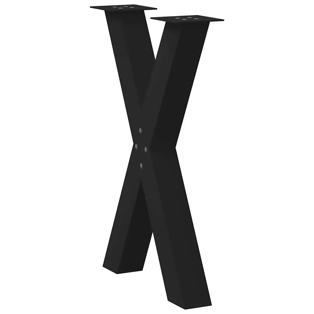 Dining Table Legs X-Shaped 2 pcs Black 60x72cm Steel Support Furniture