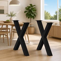 X-Shaped Steel Dining Table Legs - 80 x (72–73) cm - 2 pcs