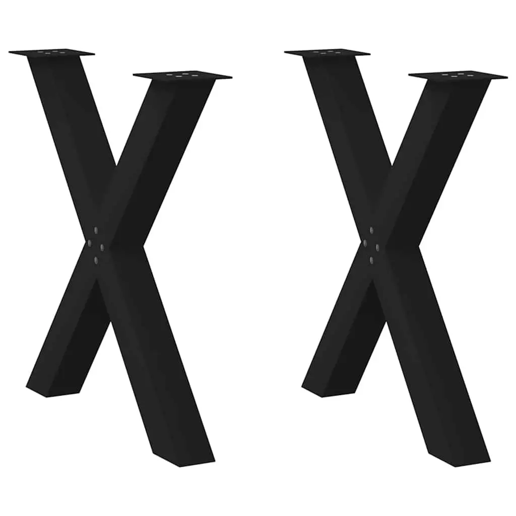 Dining Table Legs X-Shaped Steel Black Adjustable 2 pcs Heavy Duty