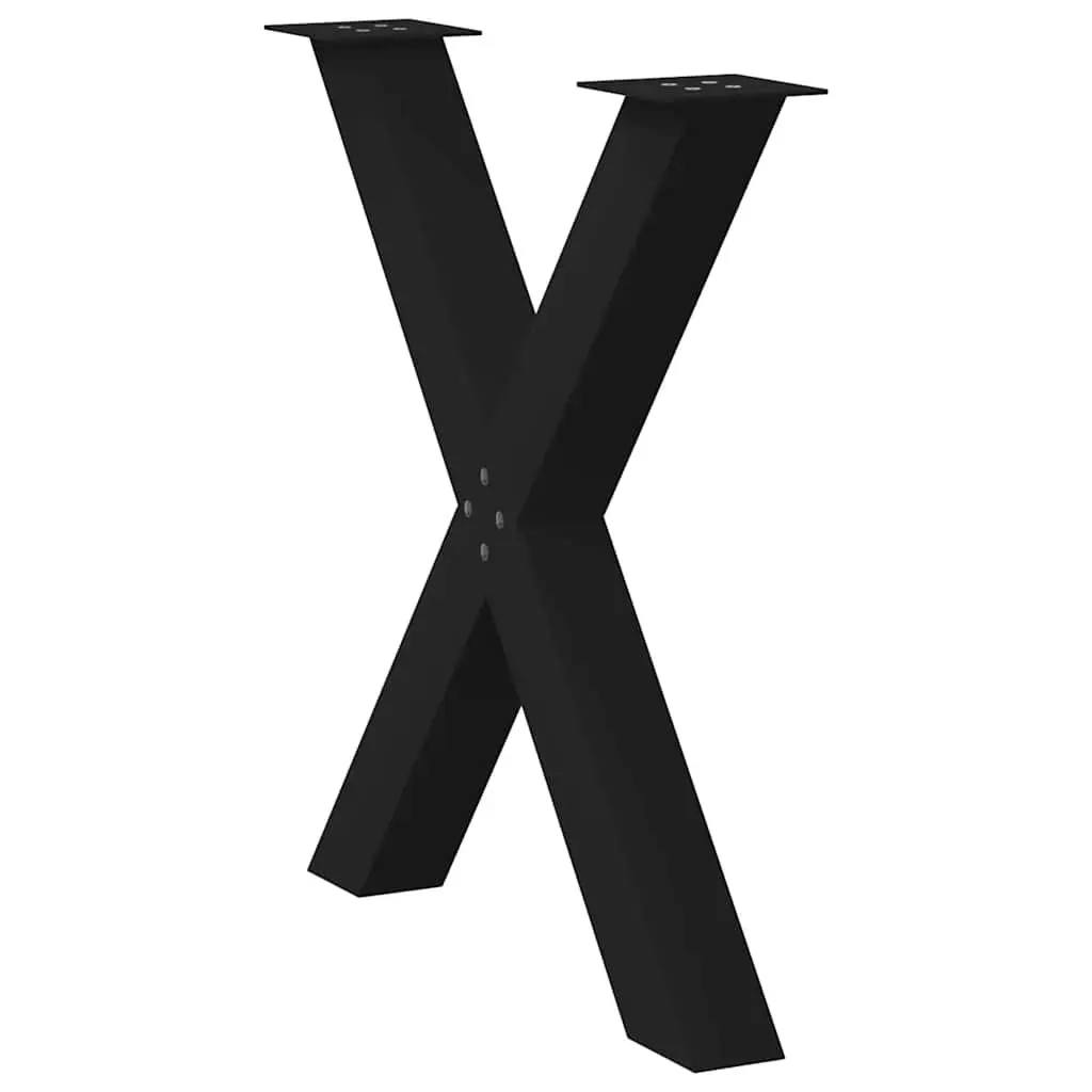 Dining Table Legs X-Shaped Steel Black Adjustable 2 pcs Heavy Duty