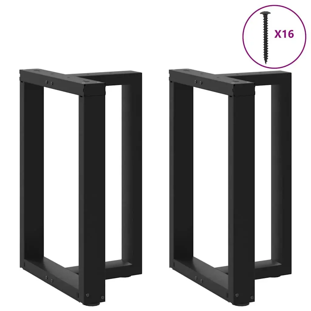 Dining Table Legs T-Shaped 2pcs Black Steel Powder-Coated Support Adjustable