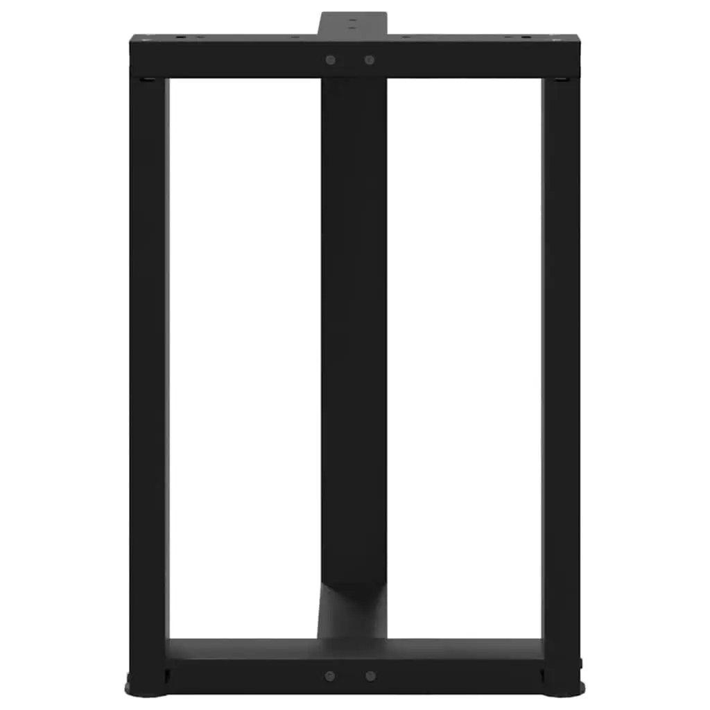 Dining Table Legs T-Shaped 2pcs Black Steel Powder-Coated Support Adjustable