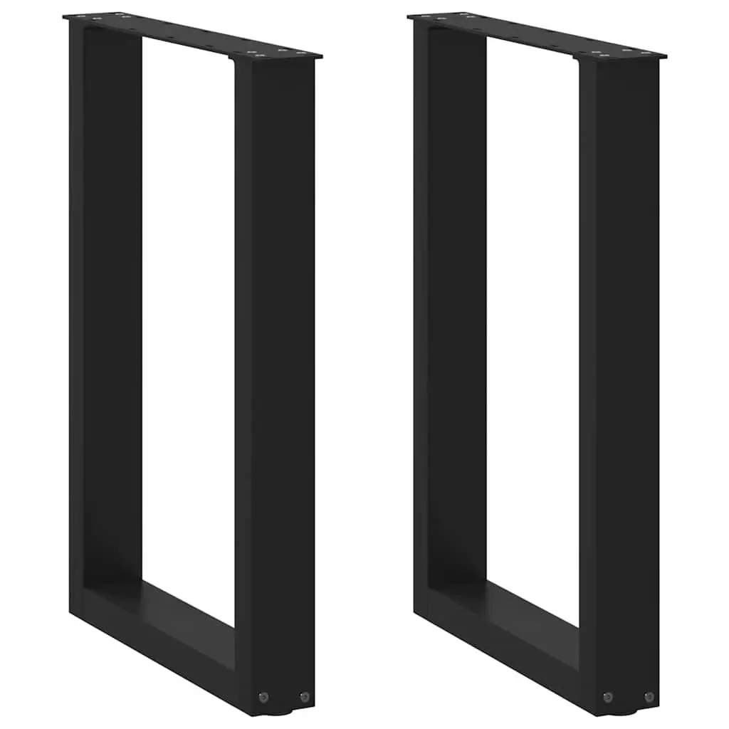 U-Shaped Steel Dining Table Legs Black Support Frame 50x72-73cm Adjustable Levelers