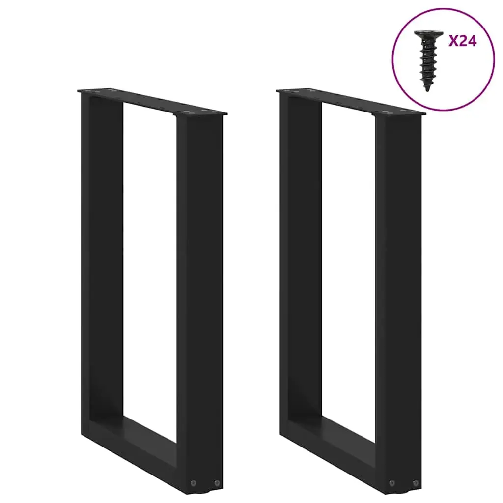 U-Shaped Steel Dining Table Legs Black Support Frame 50x72-73cm Adjustable Levelers