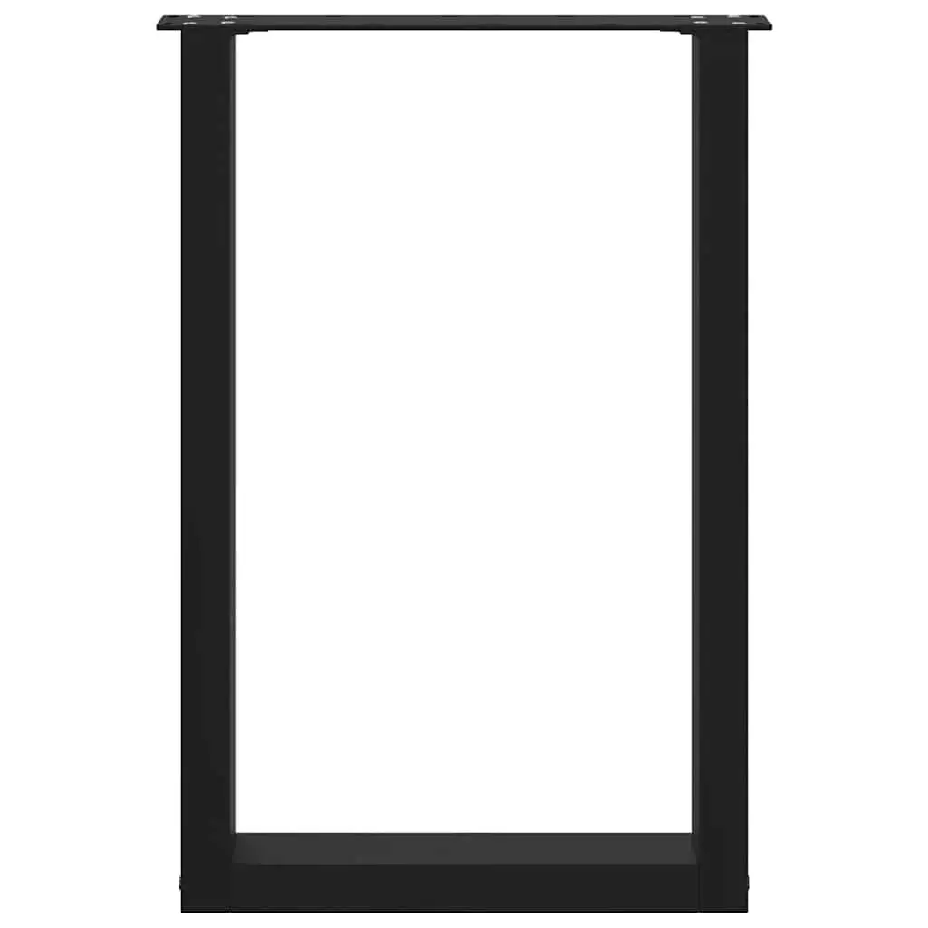 U-Shaped Steel Dining Table Legs Black Support Frame 50x72-73cm Adjustable Levelers