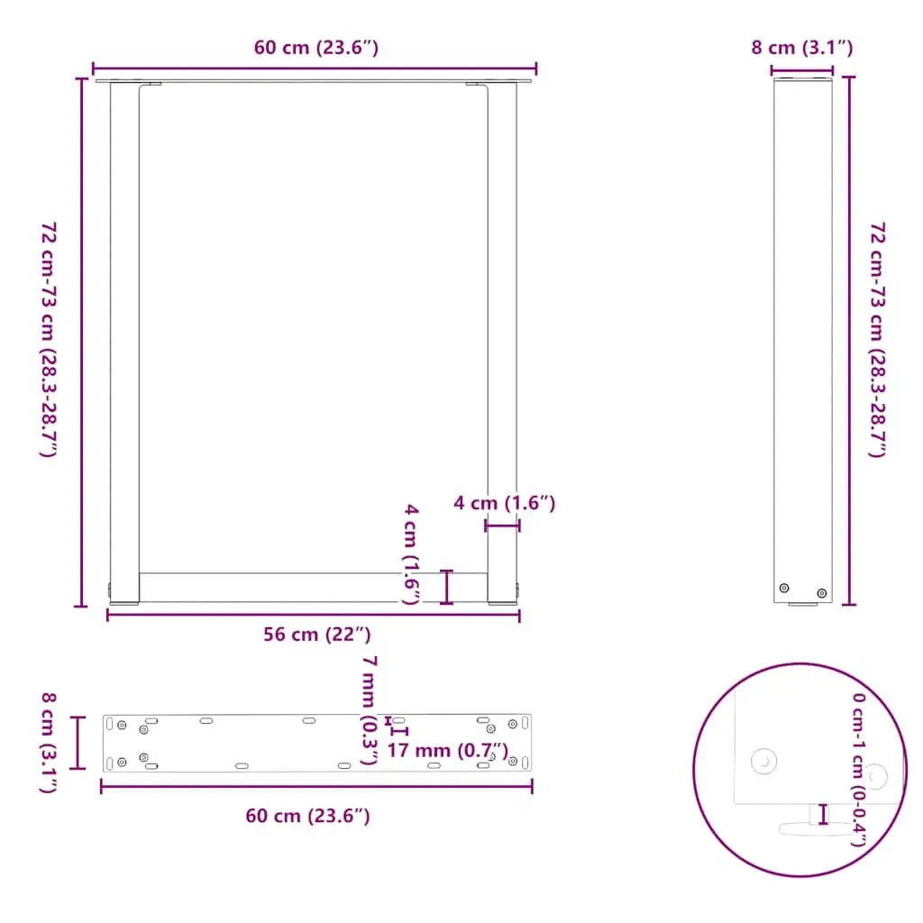Black Adjustable Dining Table Legs