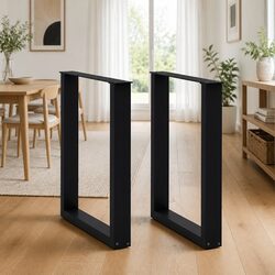 U-Shaped Steel Dining Table Legs, Black, 70x72-73cm, 2 pcs