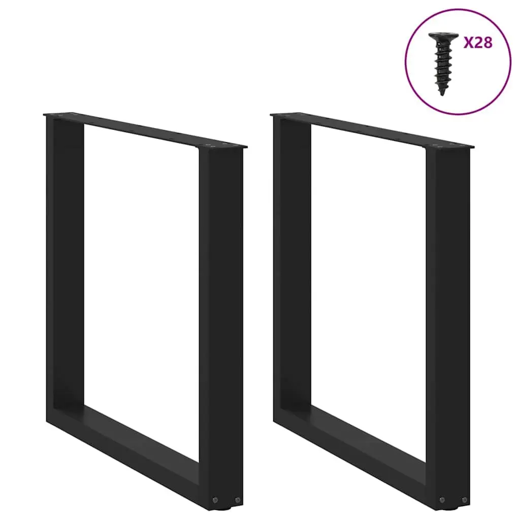 U-Shaped Black Steel Dining Table Legs 80x72-73cm (2pcs)