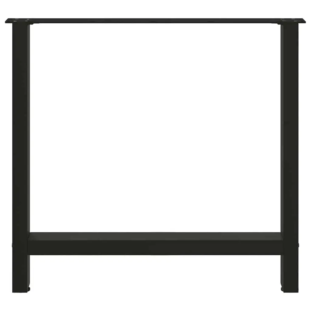 Dining Table Legs Black Steel Pair 70x72-73cm Square Design Adjustable Levelers