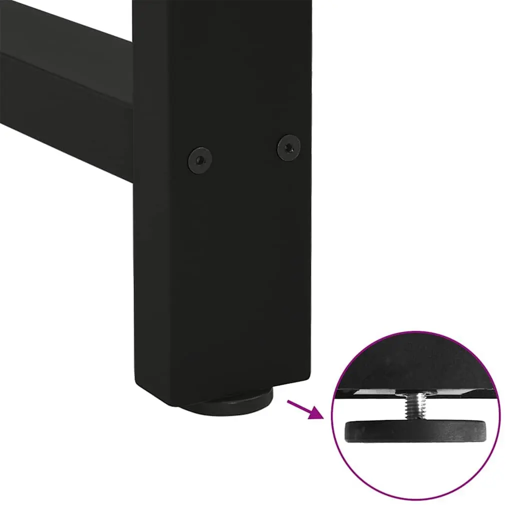 Dining Table Legs Black Steel Pair 70x72-73cm Square Design Adjustable Levelers