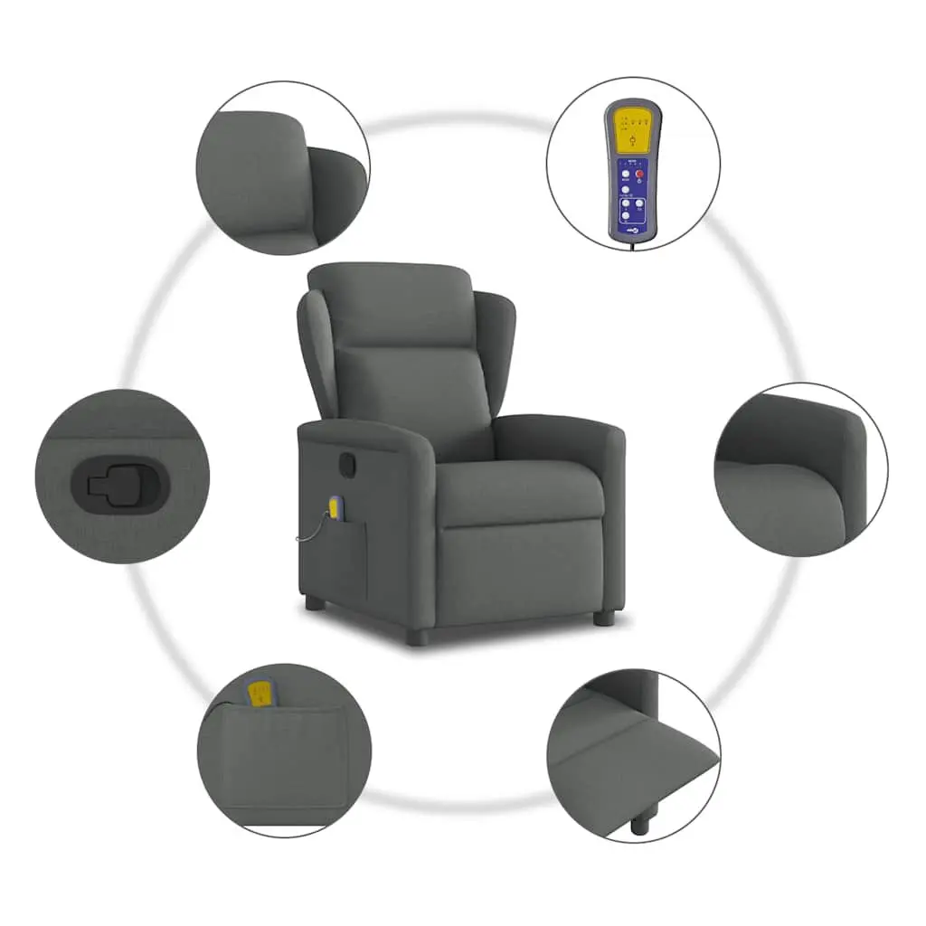 Grey Fabric Manual Recline Massage Chair