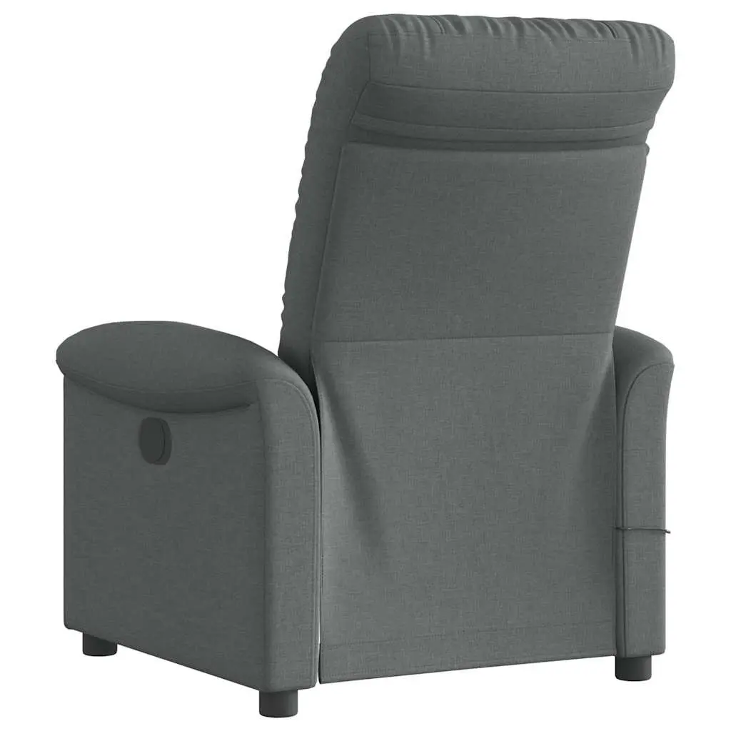 Massage Recliner Chair Grey Fabric Manual Reclining Armchair 135 Degrees