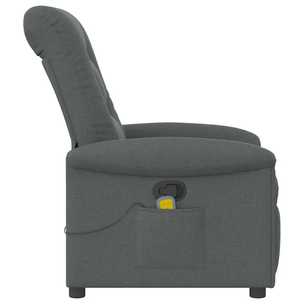 Massage Recliner Chair Grey Fabric Manual Reclining Armchair 135 Degrees