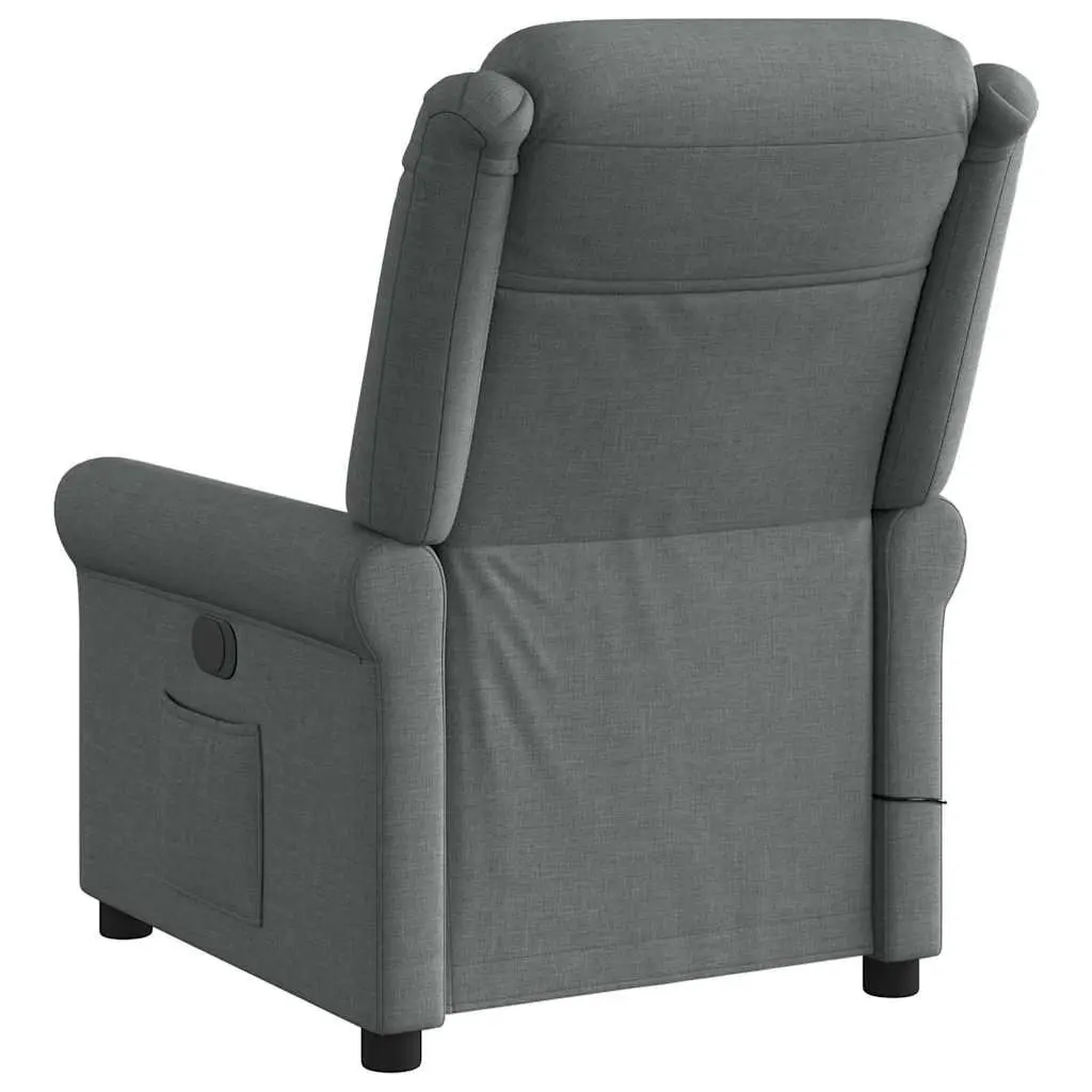 Massage Recliner Chair for Living Room Grey Fabric Manual Recline Vibration Lounger