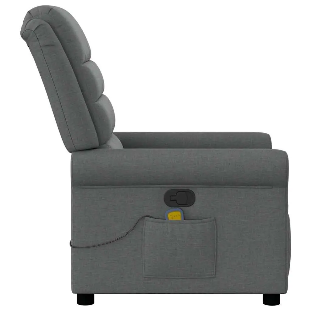Massage Recliner Chair for Living Room Grey Fabric Manual Recline Vibration Lounger