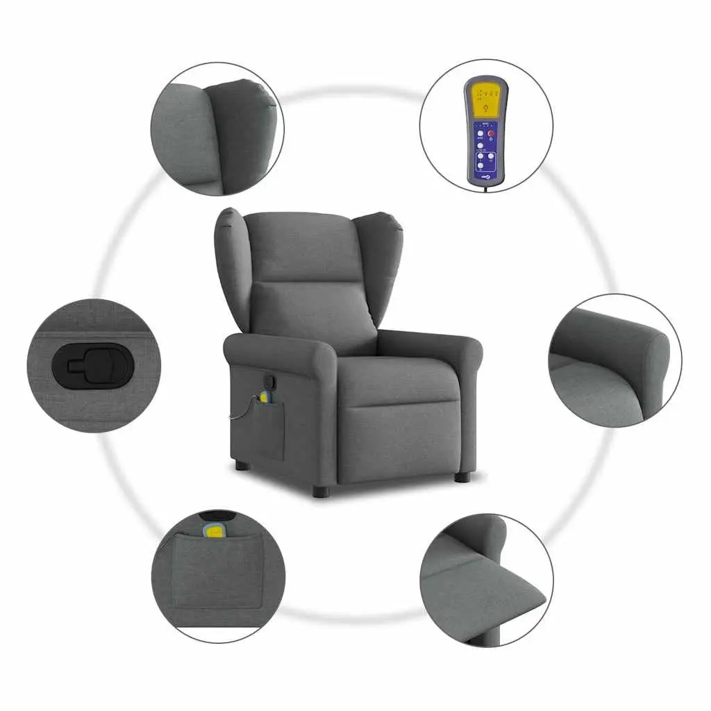 Grey Fabric Manual Recline Massage Chair