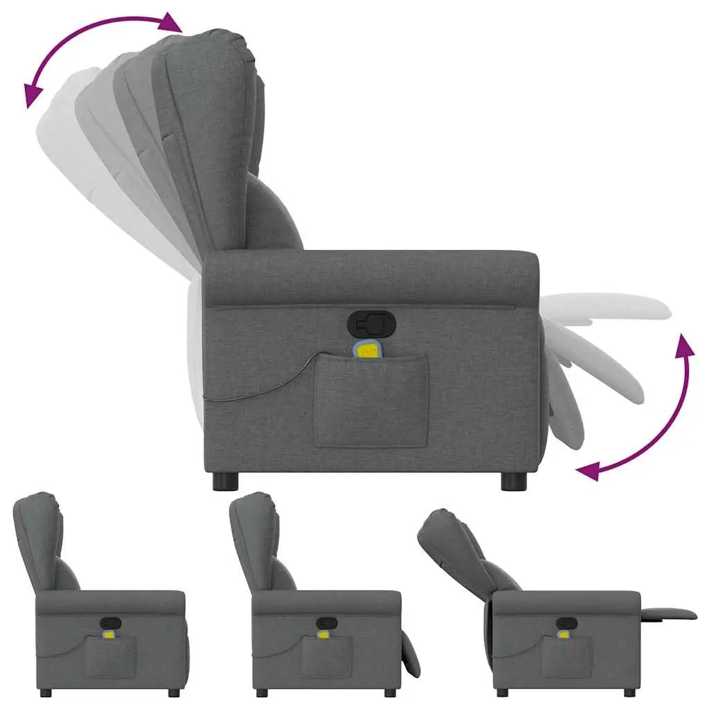 Grey Fabric Manual Recline Massage Chair