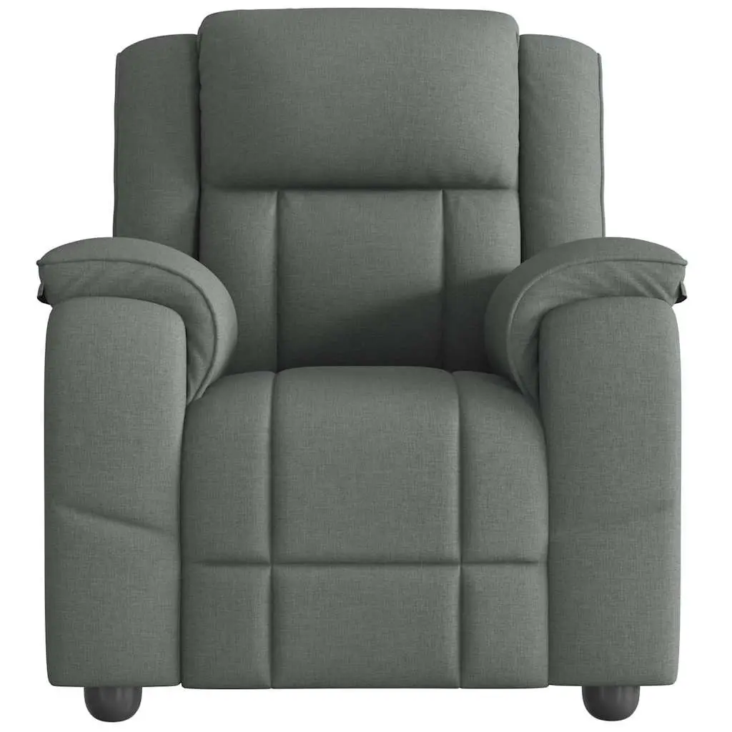 Massage Recliner Chair Living Room Grey Fabric Manual Recline Vibration Armchair