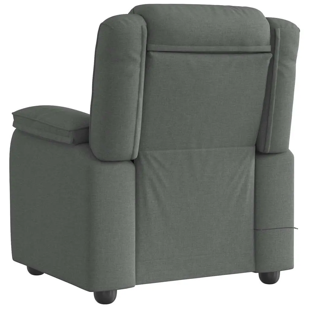 Massage Recliner Chair Living Room Grey Fabric Manual Recline Vibration Armchair
