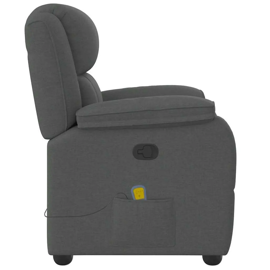 Massage Recliner Chair Living Room Grey Fabric Manual Recline Vibration Armchair