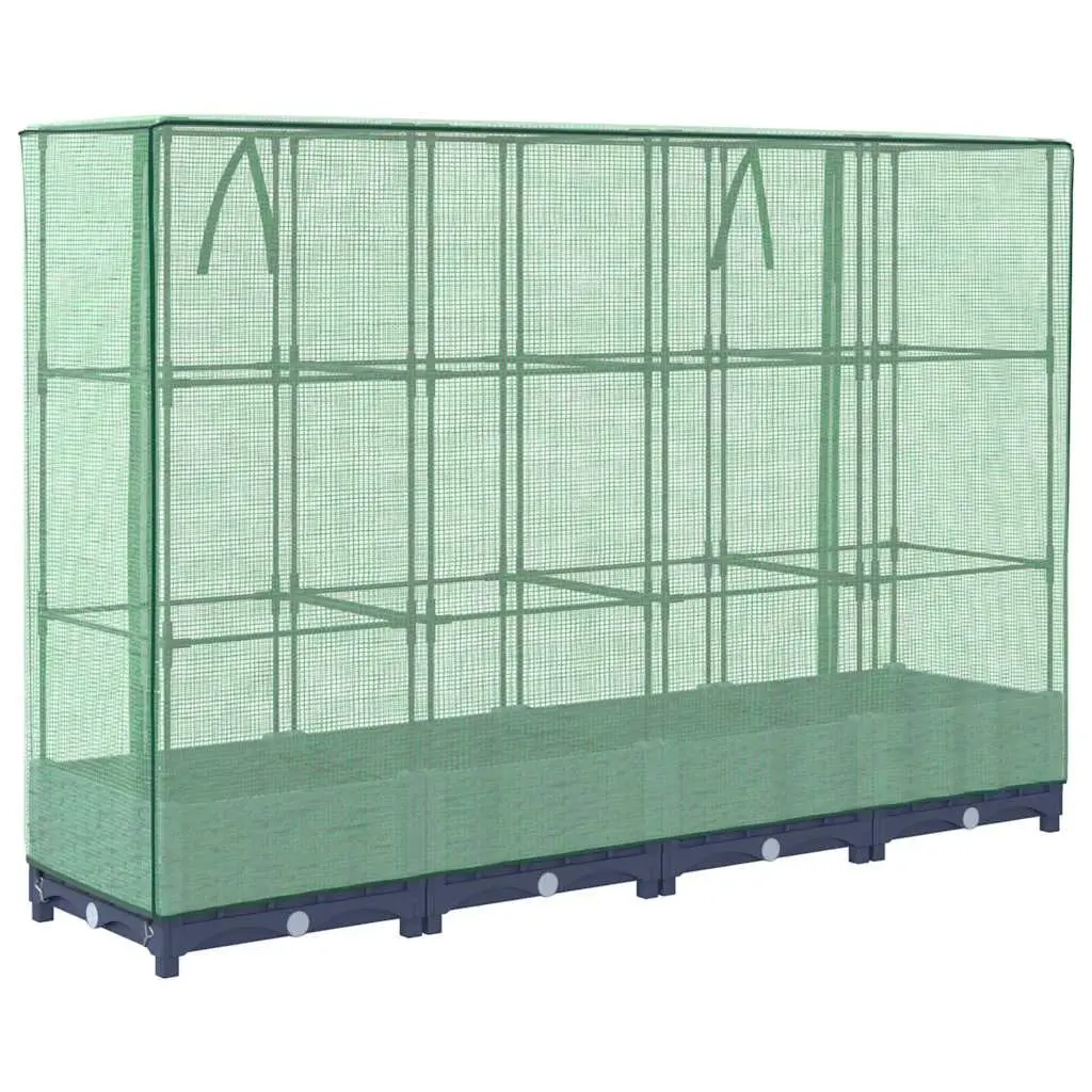Raised Bed Greenhouse Cover Garden Planter Rattan Look 160x40x123cm Grey Growing