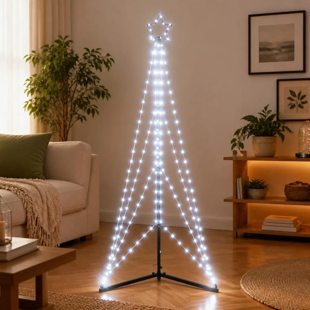 LED Christmas Tree Indoor Outdoor 182cm 363 Cold White Lights 8 Effects