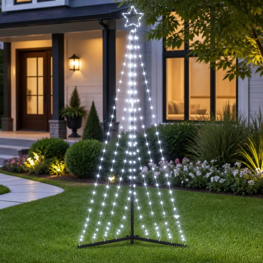 LED Christmas Tree Indoor Outdoor 187cm 339 Cold White Lights 8 Effects