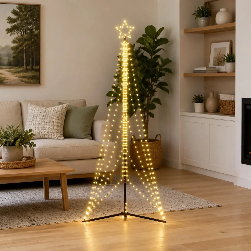 LED Christmas Tree Indoor Outdoor 302cm with 525 Warm White Lights and 8 Effects