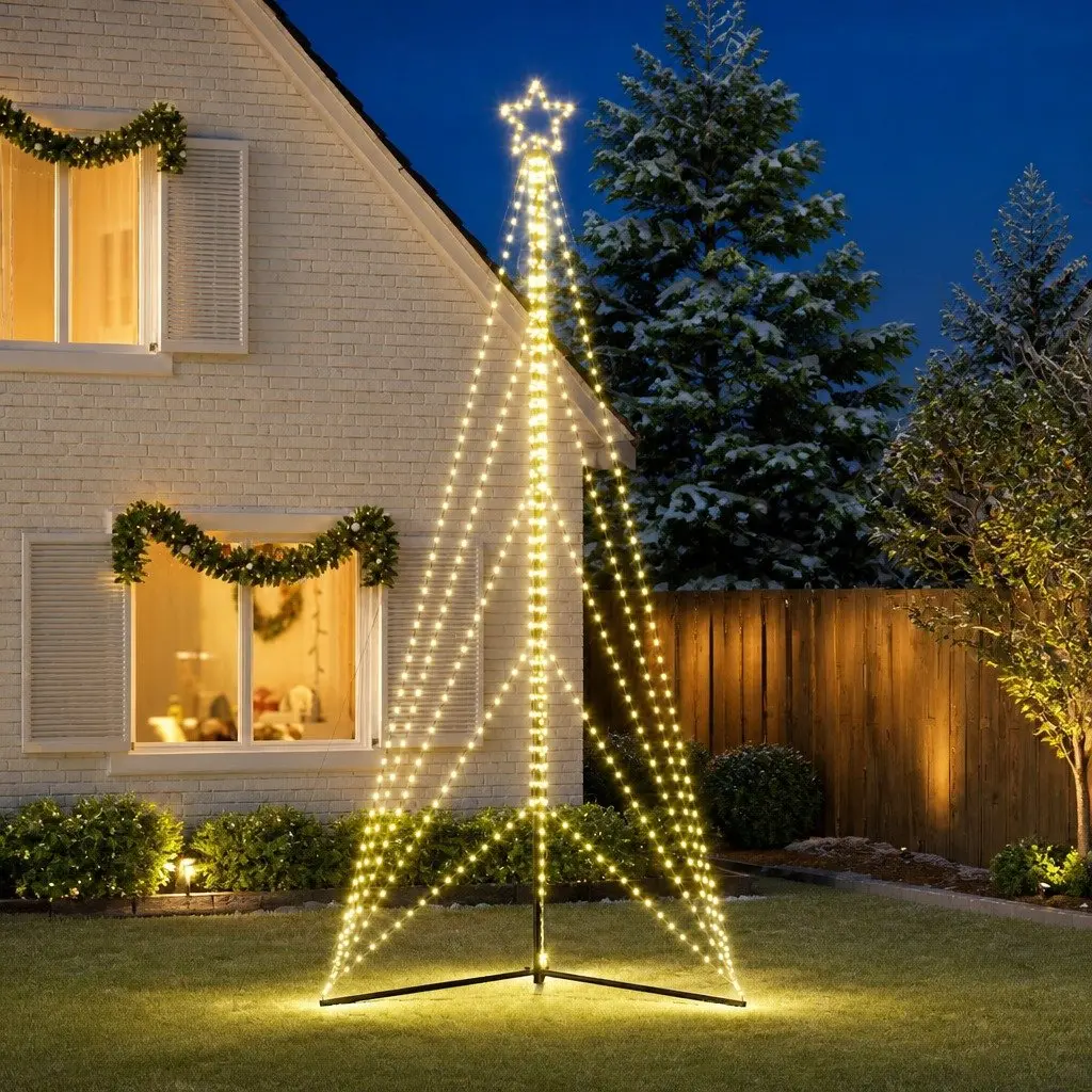 LED Christmas Tree 615 Warm White Lights 8 Effects Indoor Outdoor Holiday