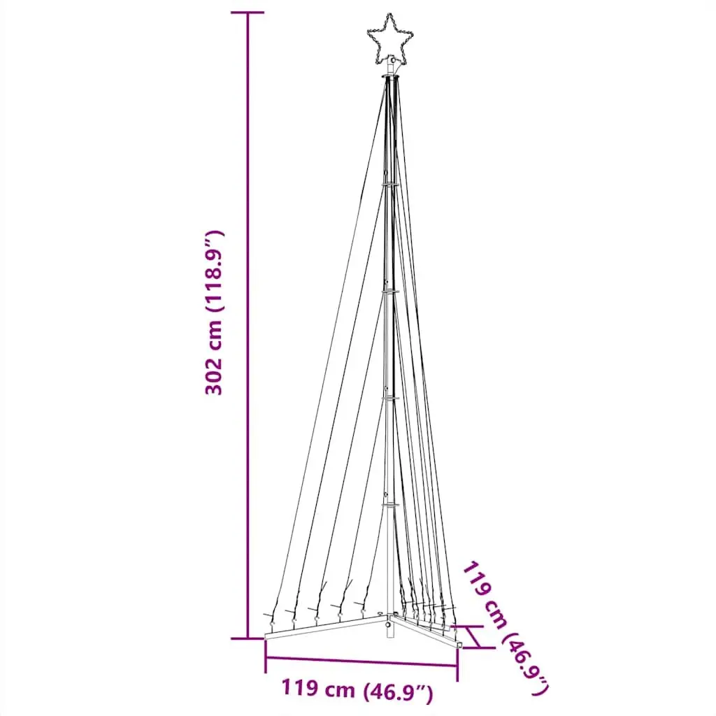 LED Christmas Tree Indoor Outdoor 302 cm 495 Cold White Lights 8 Effects