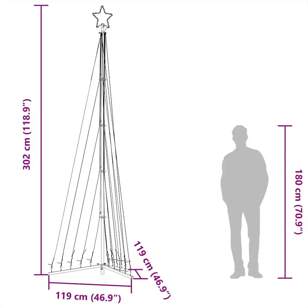 LED Christmas Tree Indoor Outdoor 302 cm 495 Cold White Lights 8 Effects