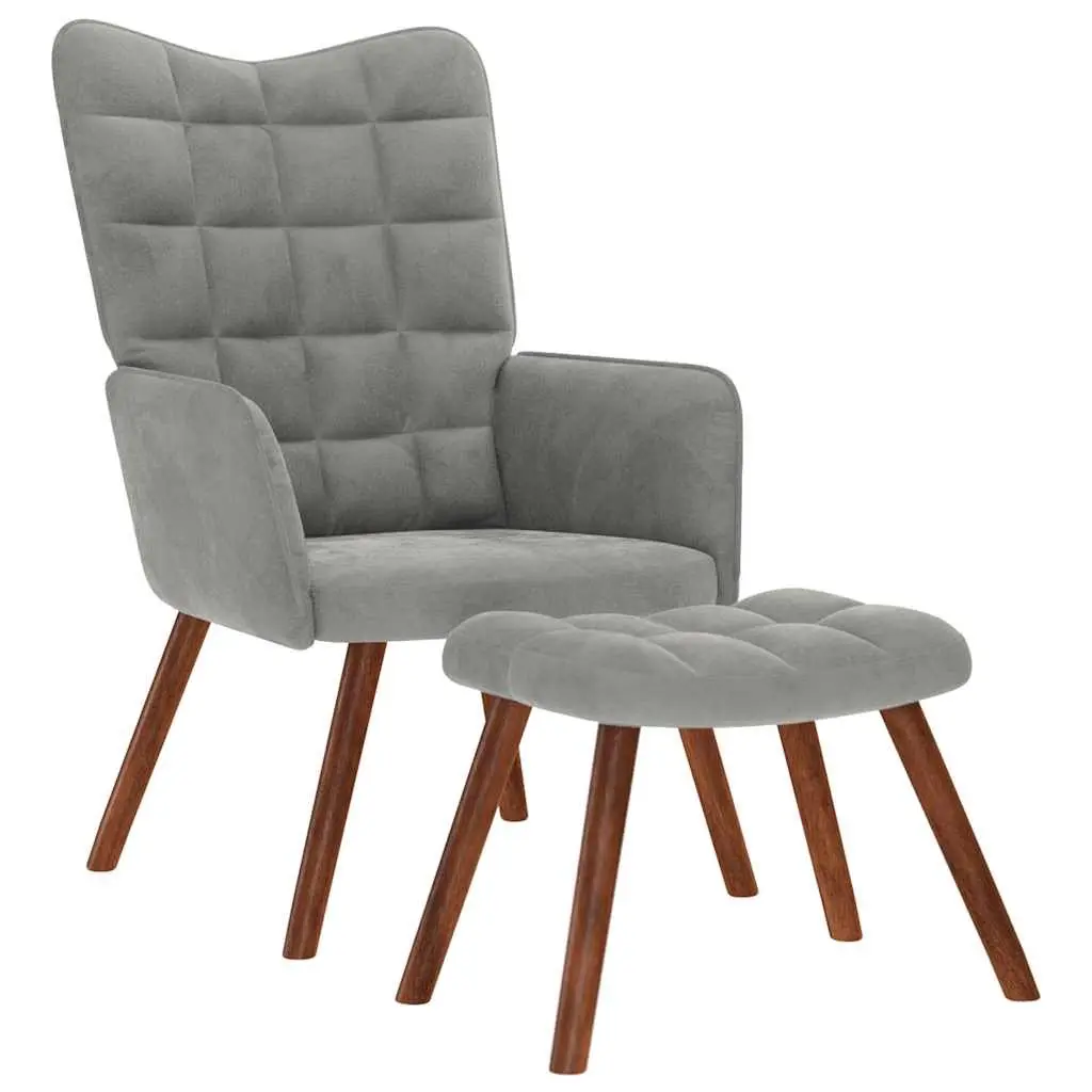 Grey Velvet Relaxing Armchair