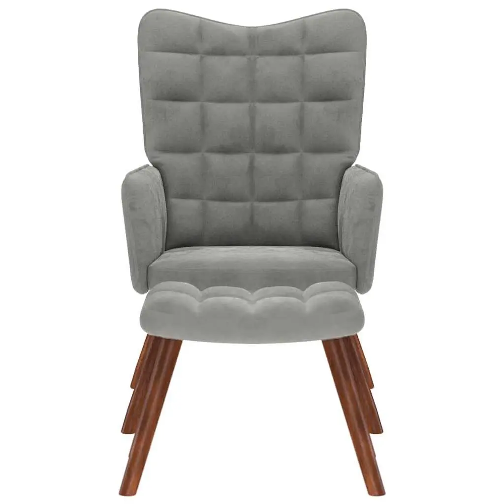 Grey Velvet Relaxing Armchair