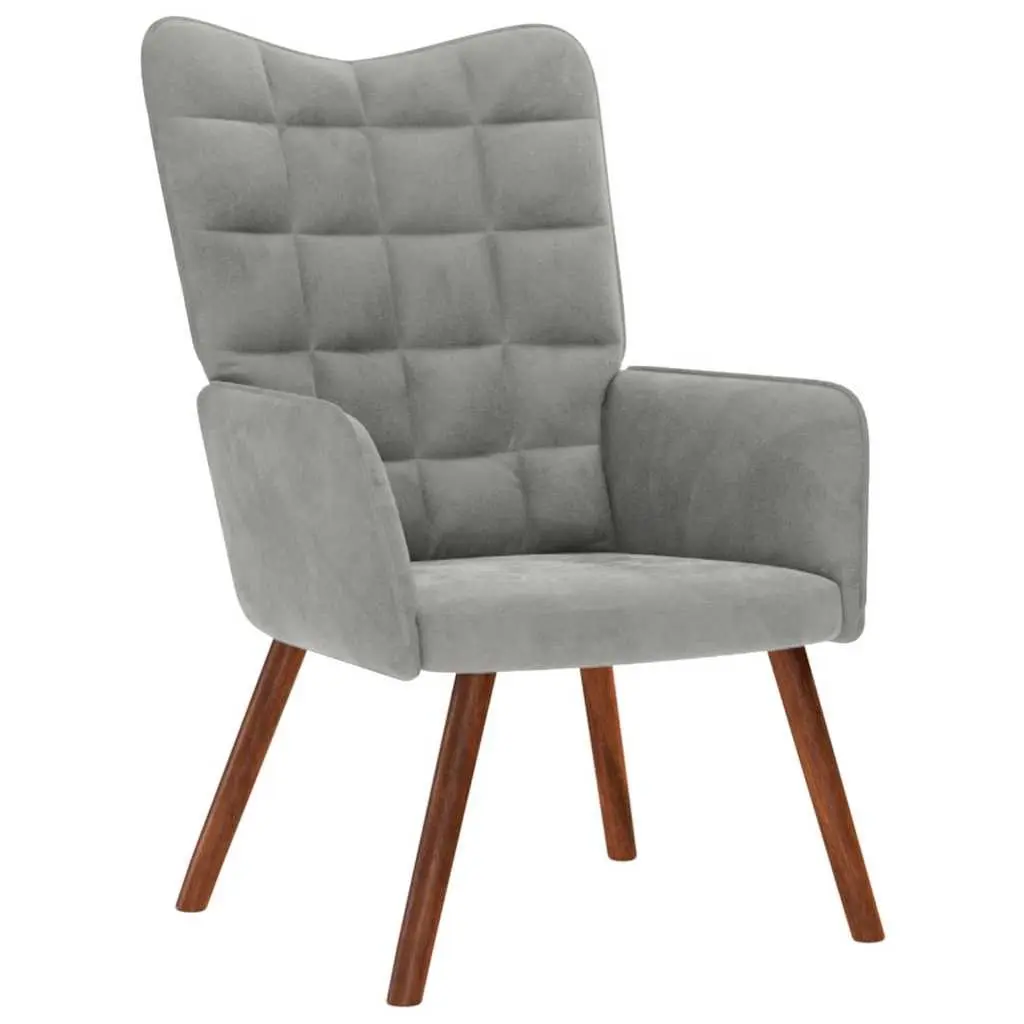 Grey Velvet Relaxing Armchair