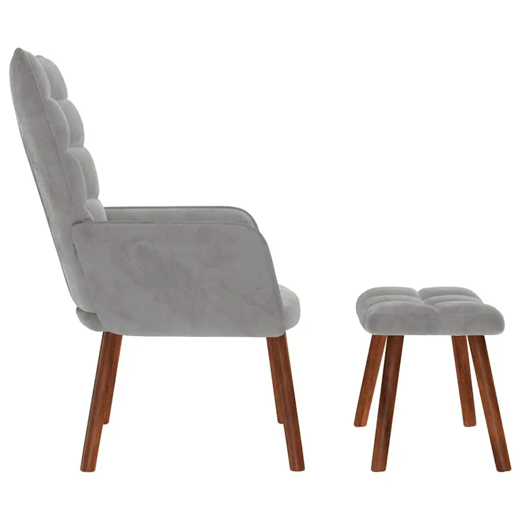 Grey Velvet Relaxing Armchair