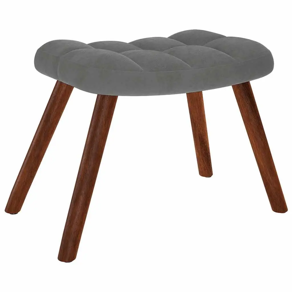 Grey Velvet Armchair with Stool