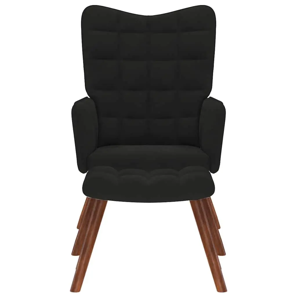 Relaxing Chair with Stool for Living Room Bedroom Study Office Black Velvet