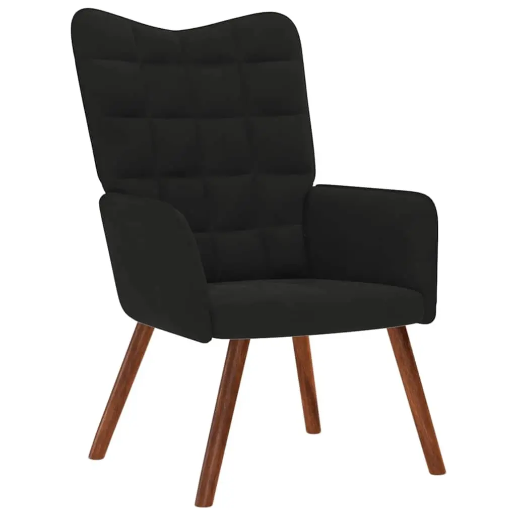 Relaxing Chair with Stool for Living Room Bedroom Study Office Black Velvet