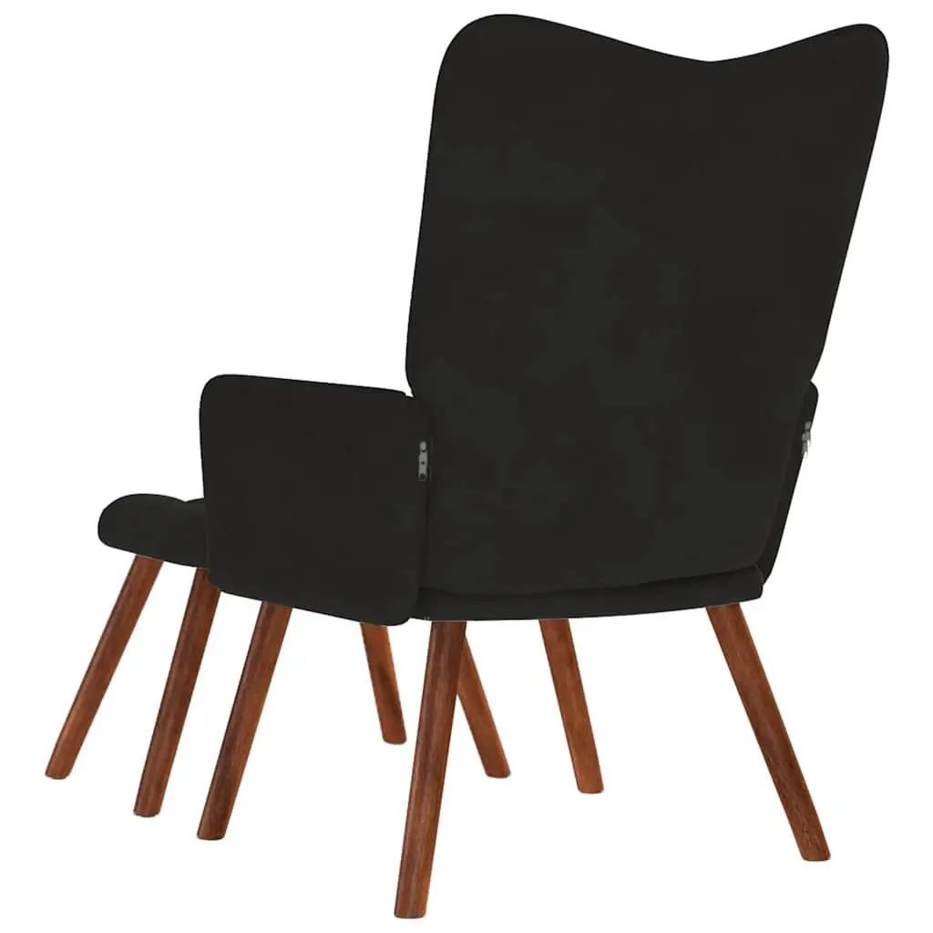 Relaxing Chair with Stool for Living Room Bedroom Study Office Black Velvet