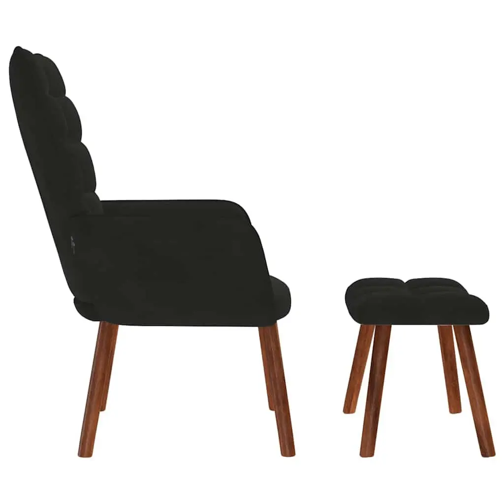 Relaxing Chair with Stool for Living Room Bedroom Study Office Black Velvet
