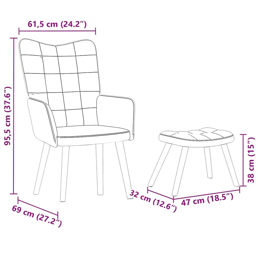 Relaxing Chair with Stool for Living Room Bedroom Study Office Black Velvet