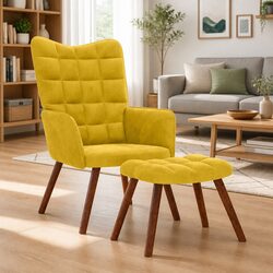 Yellow Velvet Relaxing Chair and Stool Set - Specifications