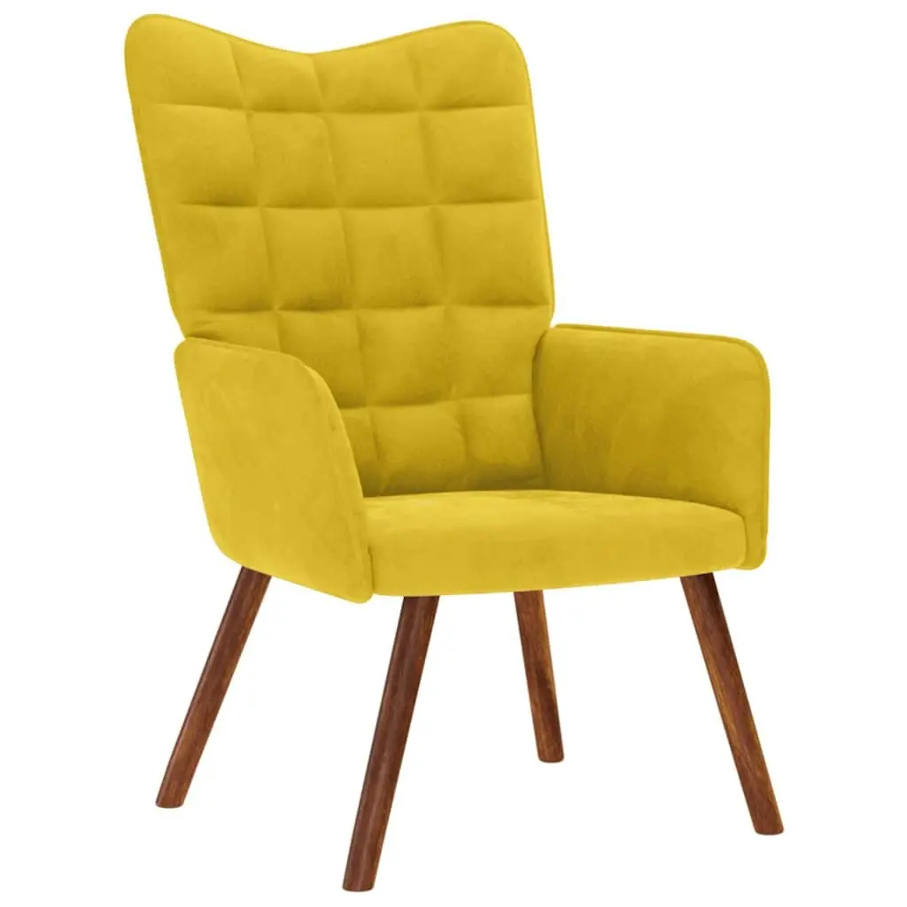 Yellow Velvet Relaxing Chair and Stool Set