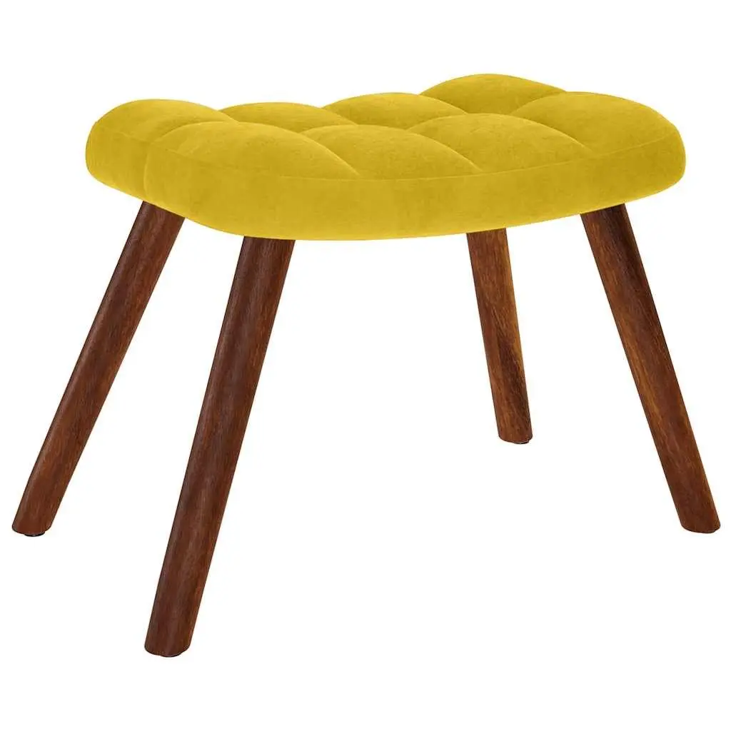Yellow Velvet Relaxing Chair and Stool Set