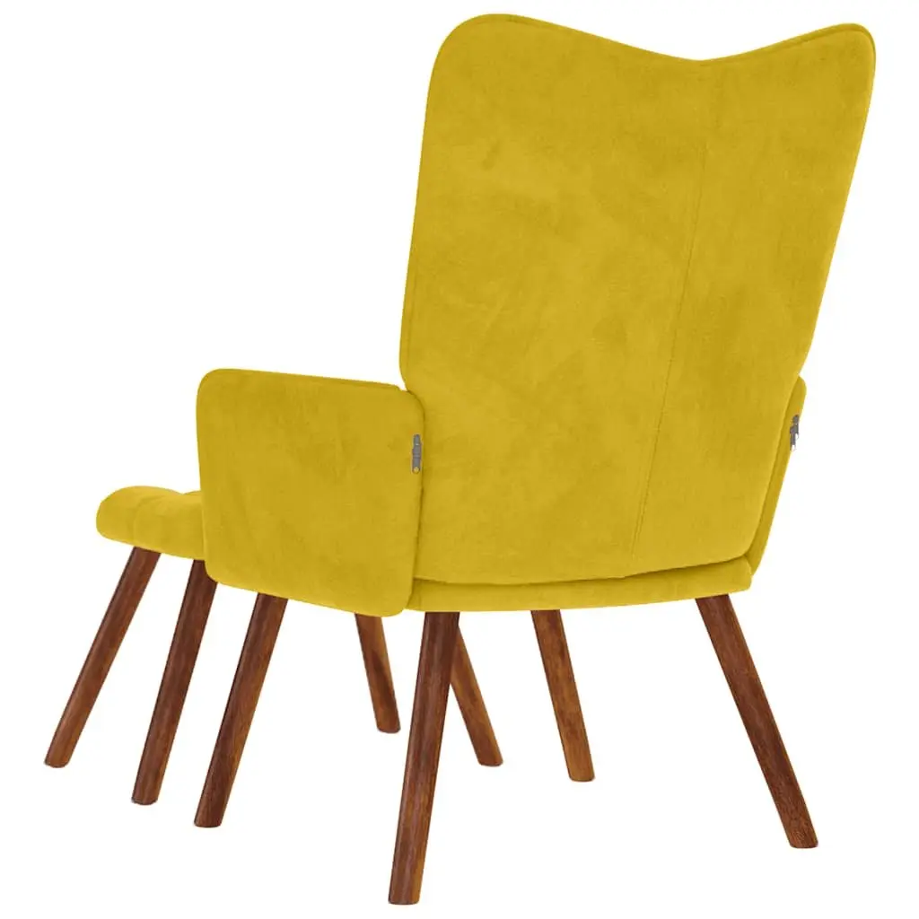 Yellow Velvet Relaxing Chair and Stool Set