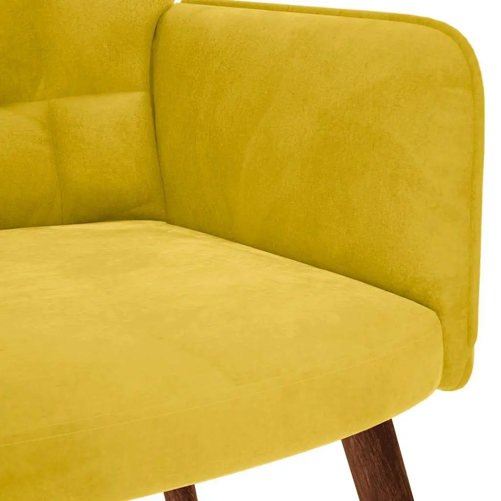 Yellow Velvet Relaxing Chair and Stool Set