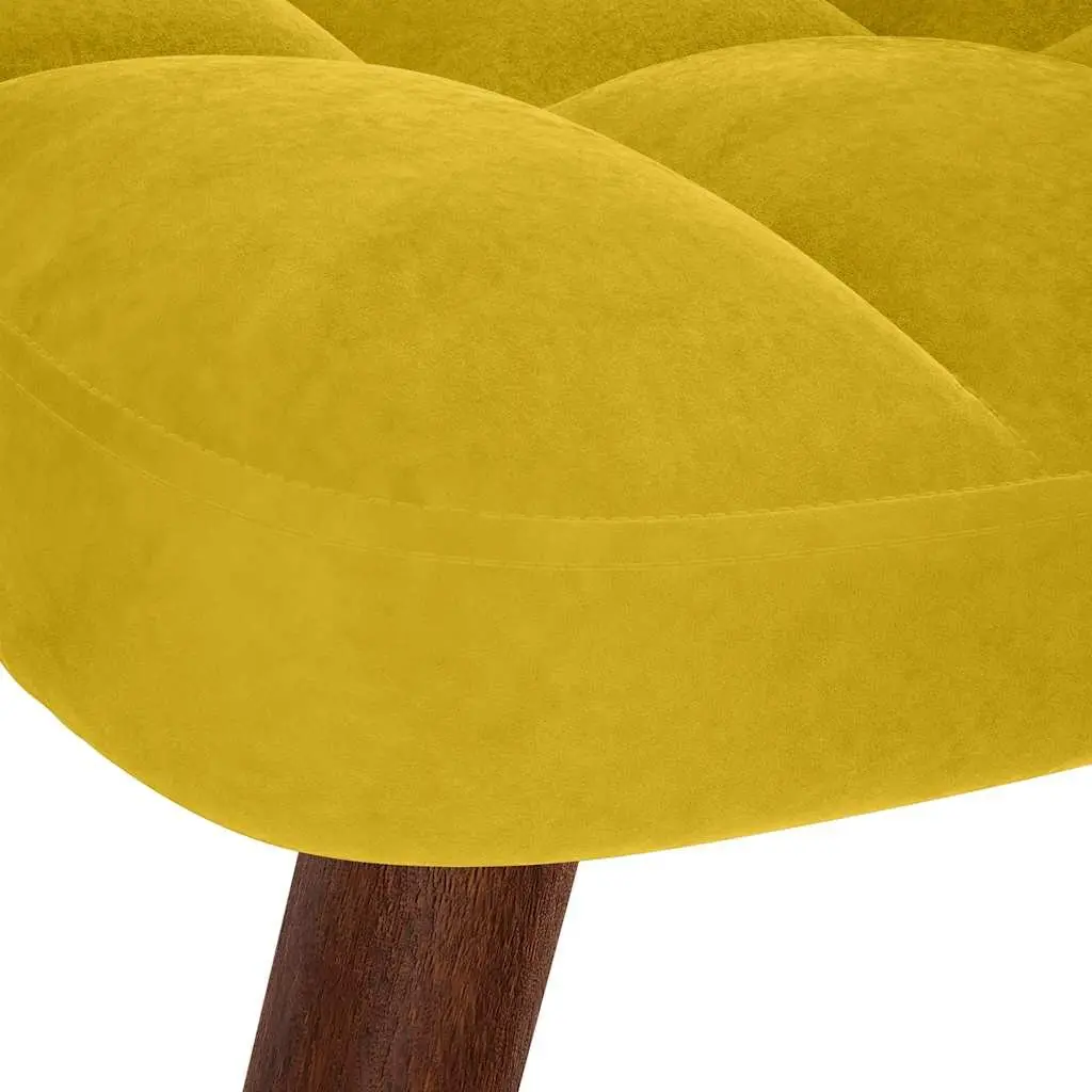 Yellow Velvet Relaxing Chair and Stool Set